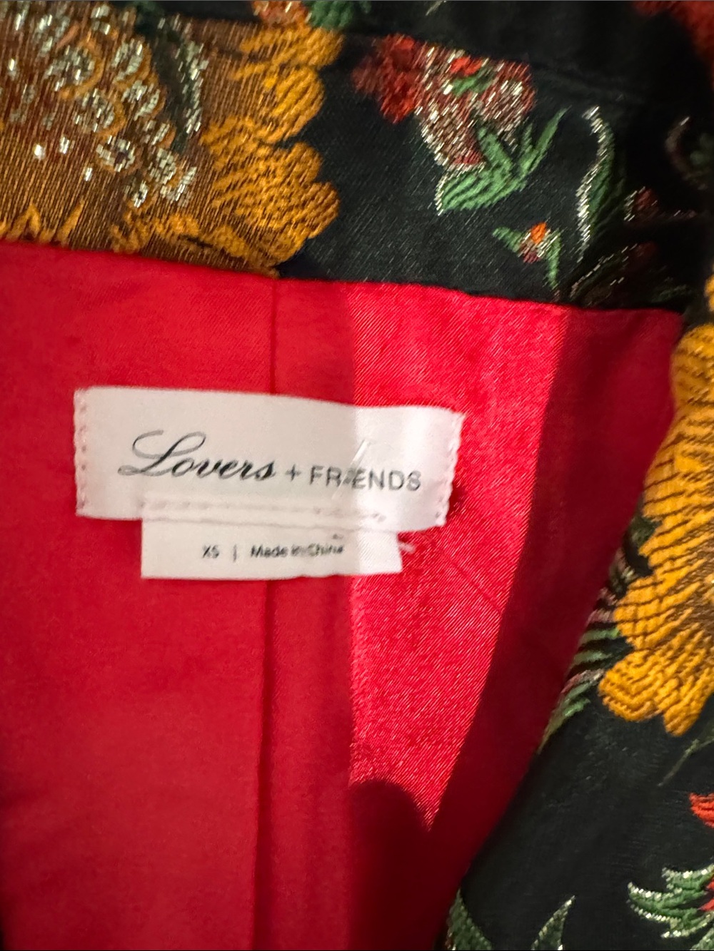 LOVERS + FRIENDS Ally Floral Brocade blazer Mini Dress - Black/Gold Floral XS - Picture 6 of 10